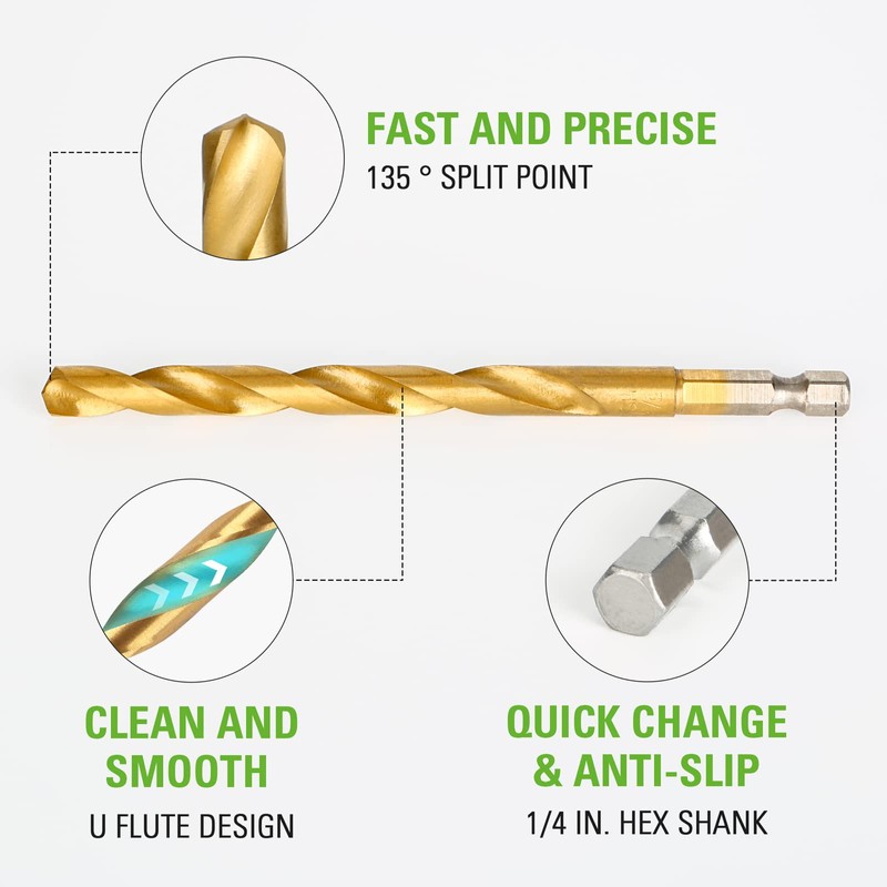 Greenworks Drill bits HSS 135° Hexagonal Drill bits (extensive Set