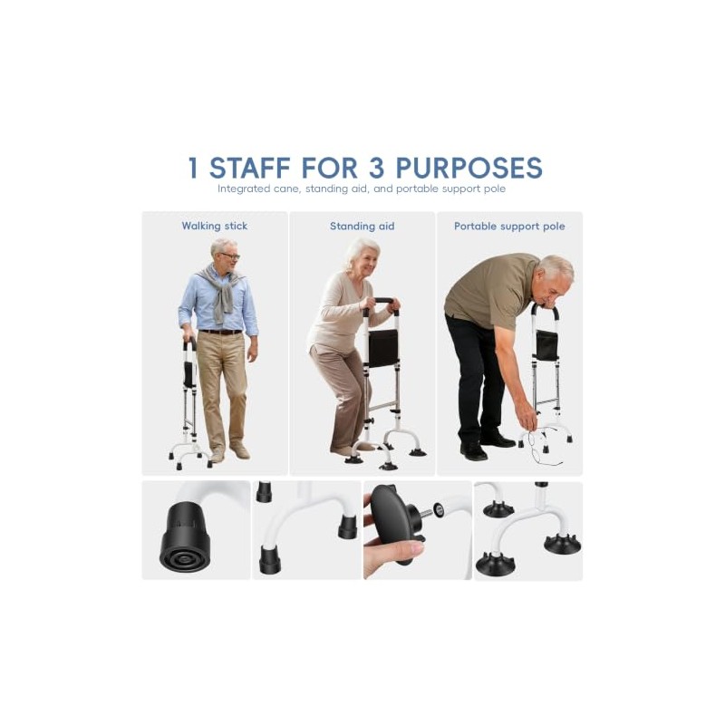 Standing Aid for Seniors with Soft Foam Handrail and Light,