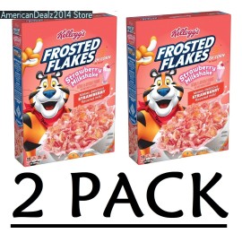 Kellogg's 2 PACK- Kelloggs Frosted Flakes Strawberry Milkshake Cereal 11.6 oz (Total 23.2)