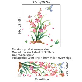 Wall Stickers Flowers and Birds Large - Pink Flower Wall Stickers Flowers Birds Wall Decals Bedroom Living Room Home 1709