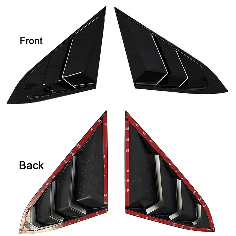Black Racing Style Rear Side Window Louvers Air Vent Scoop