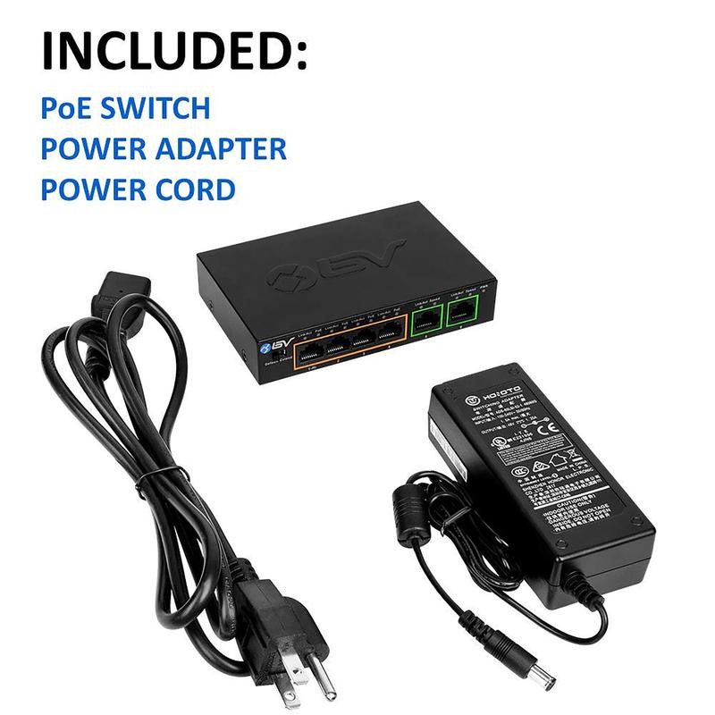 BV-Tech 4 PoE+ Gigabit Ports Switch with 2 Uplinks -
