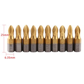 10 Pcs Coated Screwdriver PH2 Bits Phillips Screwdriver Bits Bits Hex Shank 25mm Length PH2 Antislip Magnetic Screwdriver Bits Set