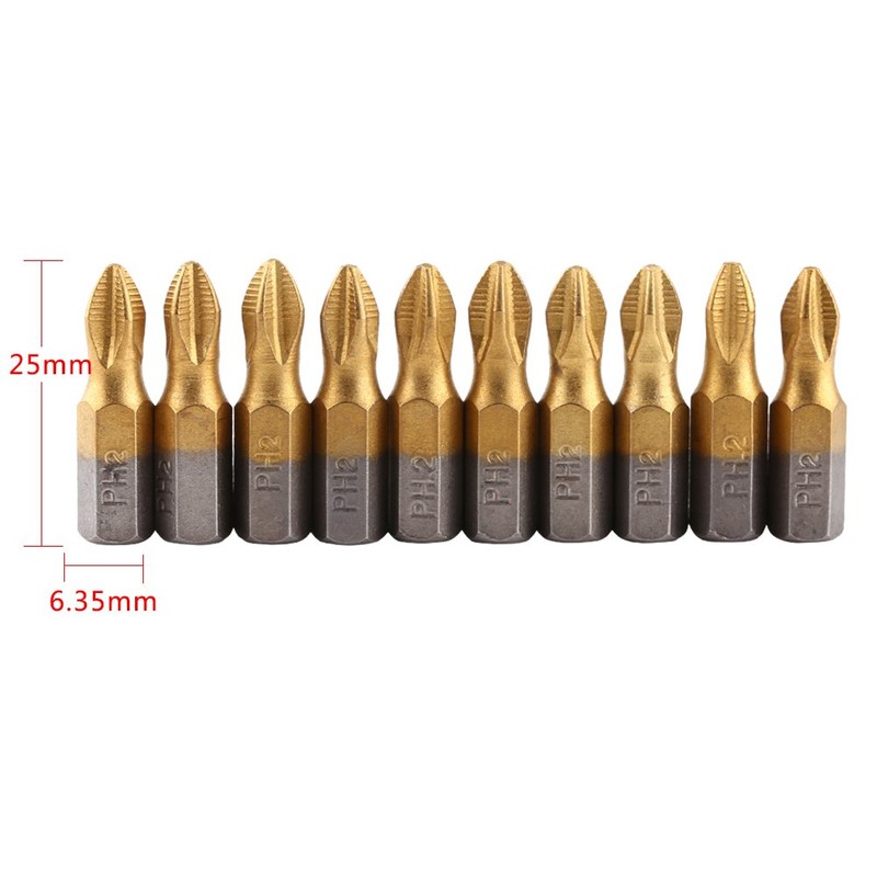 10 Pcs Coated Screwdriver PH2 Bits Phillips Screwdriver Bits Bits