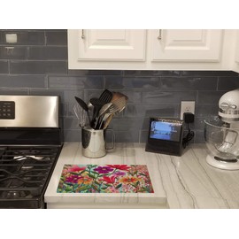 Caroline's Treasures PPD3015LCB Fanciful Flowers Glass Cutting Board Large Decorative Tempered Glass Kitchen Cutting and Serving Board Large Size Chopping Board