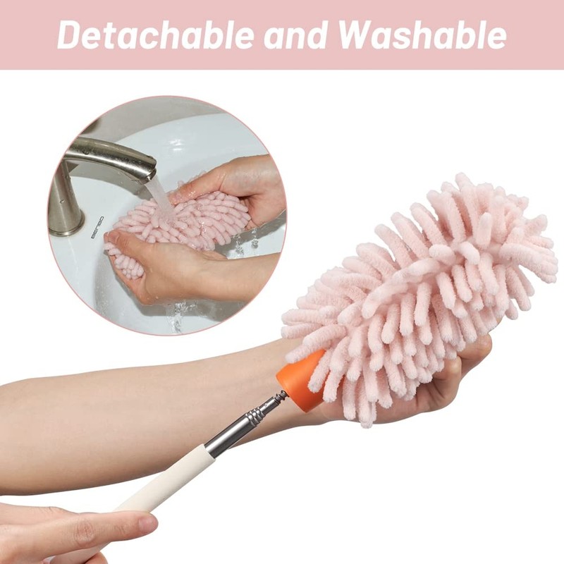 JSCARLIFE Microfiber Duster Brush,Feather Duster Extendable Duster with Extra Long