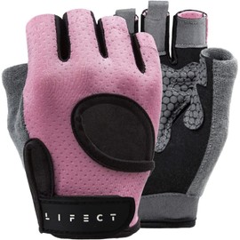 LIFECT Breathable Gym Gloves for Women and Men, Knuckle Weight Lifting Gloves with Curved Open Back, Palm Protection Padding, Anti-Skid Workout Glove for Exercise, Powerlifting, Crossfit, Trainning