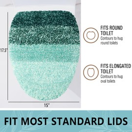 Arotive Soft Microfiber Bathroom Toilet Lid Cover, Machine Washable Seat Covers, 17.5 x 15, Stays in Place Rubber Backing, Fits Most Round, Elongated and Oblong Lids, Accessories Decor, Dark Green