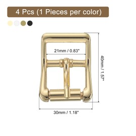 uxcell Metal Roller Buckle, 4Pcs 7/8 Inch Single Prong Belt Buckle Square Center Bar Buckles Set for Leather Craft Accessories