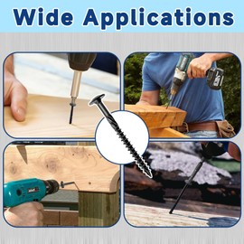 50Pcs Lag Screws #14 x 5 Structural Wood Screw Heavy Duty Construction Screw Star Drive Rust Resistant Washer Head Black Coated for Exterior Wood/Lag/Timber Screws with T30 Star Bit