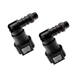 ZNDAW 2 PCS Fuel Line Quick Connector, 3/8 SAE to 5/16 ID Nylon Tubing Straight Fuel Line Connector, Bundy Female to Hose Barb Straight Fitting Quick Plugs for Most Vehicles (Elbow)