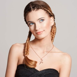 Unendlich U Cute Deer Deer Ladies Girls Necklace 925 Sterling Silver Pendant Adjustable Chain with Pendant Rose Gold, Size: