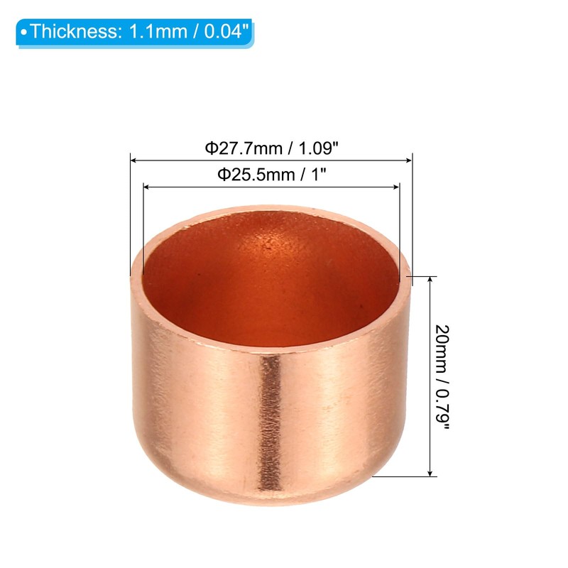 PATIKIL 1 Inch ID Copper Pipe End Cap, 4 Pack