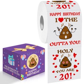 20th Birthday Gifts for Her Him, Happy Prank 3-Ply Toilet Paper, 20th Birthday Decorations for Daughter Son, 20 Year Old Birthday Toilet Paper Novelty, Funny Gag Gift for Grandson Granddaughter