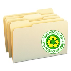 Smead 100% Recycled File Folder, 1/3-Cut Tab, Legal Size Manila, 100 per Box (15339)