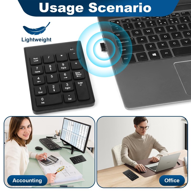 Number Pad Wireless Numeric Keypad 18 Key Portable with 2.4G
