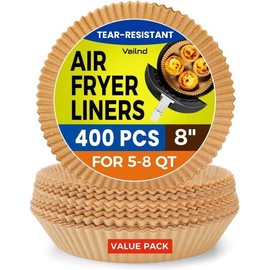 400Pcs Air Fryer Paper Liners Disposable, 8 Inch Max Xl Large Cooker Air Fryer Disposable Paper Liners, Oil Proof Parchment Sheets Round Basket Bowl Liner for Baking Cooking Food