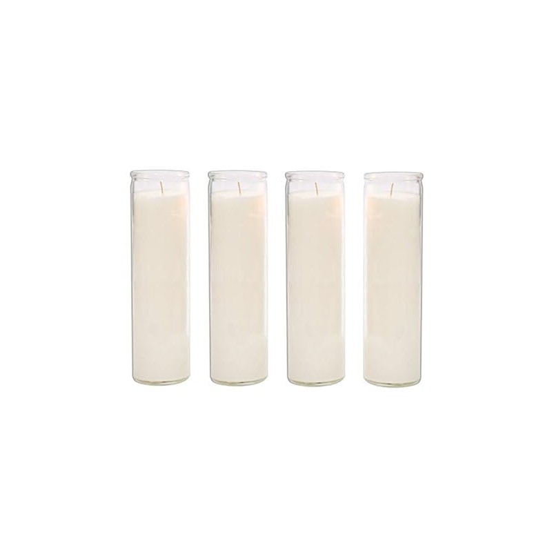 Brilux Classic White Candles in Glass, Set of 4, 8-INCHES
