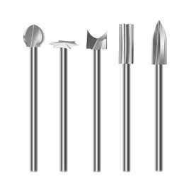 KeeTidy Wood Carving Bits Set Compatible with Dremel, 5Pcs 1/8"(3 mm) Shank Different Types Rotary Router Engraving Bits for DIY Woodworking, Carving, Drilling, Engraving, Trimming
