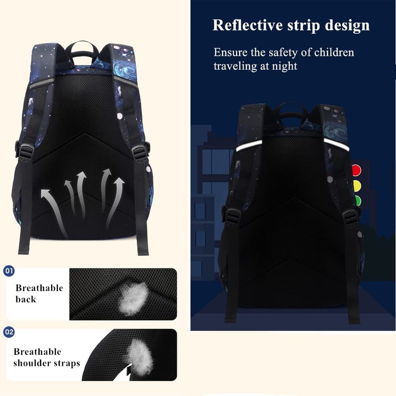 Mildame Galaxy Backpack for Boys with Lunch Box Set, 3Pcs