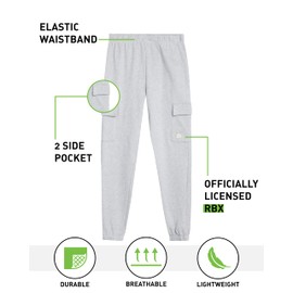 RBX Boys Sweatpants - 2 Pack Performance Fleece Basic Joggers, Athletic Track Pants for Boys with Elastic Waistband (8-16), Size 12, Griffin Heather Black Cargo