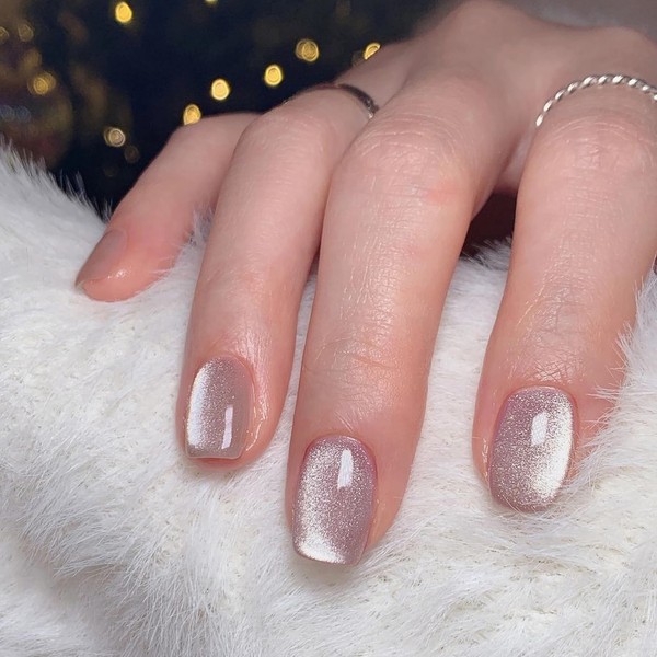 Qsnidy Press On Nails Squoval, Mauve Gray Velvet Press on