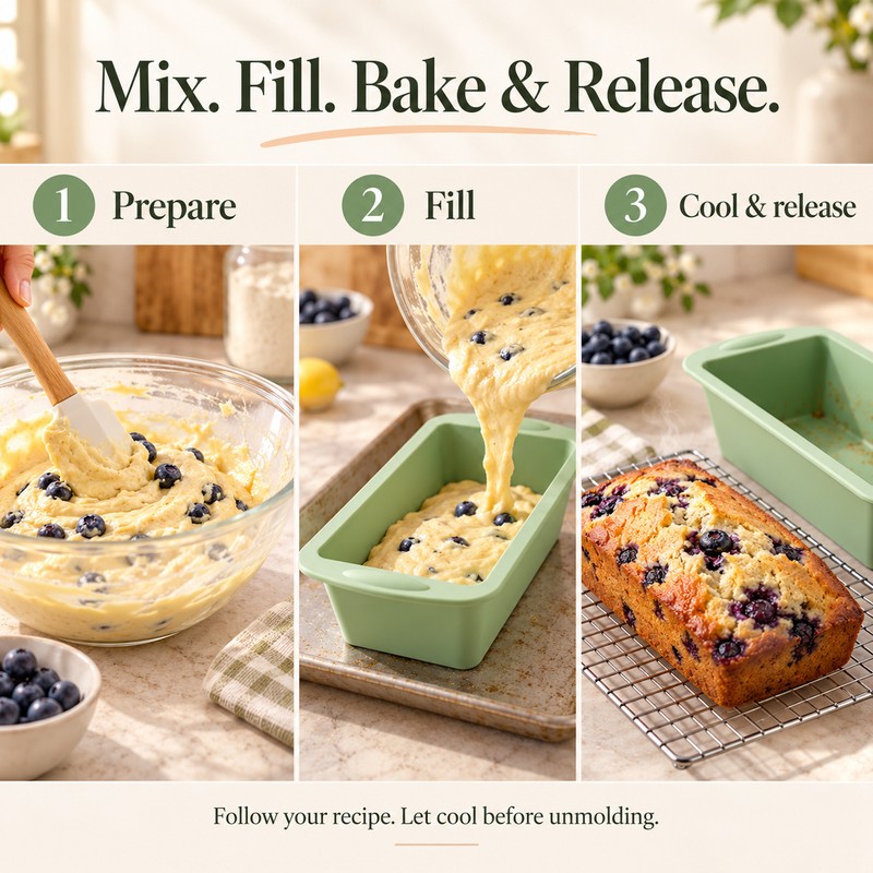Silicone Baking Molds NonStick Rectangle Cake Pans Mini Loaf Pan