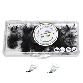 Generic 8D - 0.07 C and D Curl 1000 Premade volume fans loose Fans, Handmade eyelash extensions supplies Russian volume lash promade fan (8D - 0.07 - Curl C, 17mm)