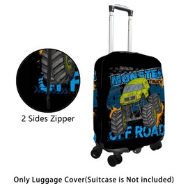 Hapuxt Luggage Cover Spandex Travel Suitcase Protector Green Monster Truck Boy Washable Baggage Cover XL Fits 29-32 Inch Luggage