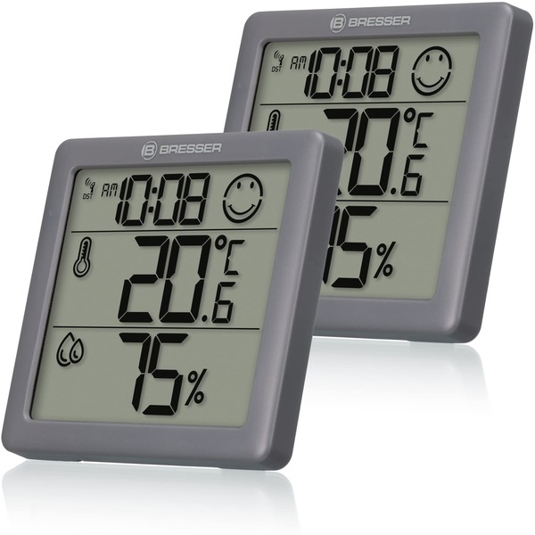 Bresser Thermometer Hygrometer Climate Smile Set of 2 for Standing