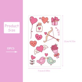 Luckious Valentine's Day Temporary Tattoos - 10 Sheets of Love-themed Face and Body Stickers for Girls, Adults, Teens - Cartoon Couple Confession Proposal Face and Arm Tattoo Stickers