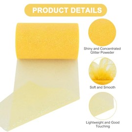 TONIFUL Glod Yellow Glitter Tulle Roll 6 Inch x 50 Yard Tulle Ribbon for Tutu Skirt, Wedding Christmas Baby Shower Valentine's Decorations and DIY Crafts