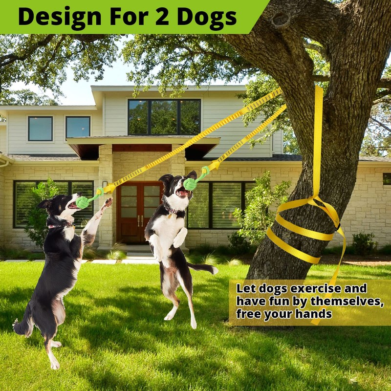 HOKINETY Dog Hanging Bungee Tug Toy for Two Dogs: Interactive