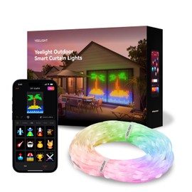 YEELIGHT Smart Curtain Lights, 5x6.5 Ft, 475 LEDs, APP Control, 100+ DIY Graffiti, 20+ GIF Scene Modes, RGB Dynamic String Lights for Bedroom, Holidays, Wall/Room Decorations, Bluetooth Connected
