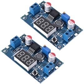 SELOKY LM2596 DC-DC Buck Power Converter Module, Adjustable Voltage Regulator 4-40V to 1.25-37V Buck Converter with LED Voltmeter Display（Pack of 2）
