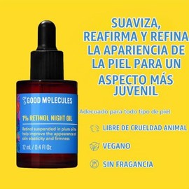 Good Molecules 1 Retinol Aceite Nocturno 12Ml0.40Oz - Aceite Facial Con Retinol, Ciruela Y Aceite De Semilla De Rosa Mosqueta - Anti-Envejecimiento
