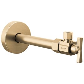 Delta Faucet 1/2" x 3/8" Angled Supply Stop Valve with Traditional Handle Gold, Water Shut Off Valve, Brass Shut Off Valve, 1/4 Turn Shut Off Valve, Champagne Bronze DT022203-CZ