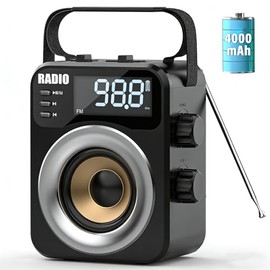 Portable Radio AM FM WB SW,Bluetooth Digital Radios Built-in 4000mah Rechargeable Battery/DC D*3 Cell Battery Operated,10W Speaker,TF/USB Playback,LCD
