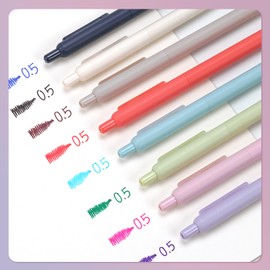 WRITECH Gel Pens Fine Point: Retractable 0.5mm Multicolor Ink 8ct Silent Click No Smear Smudge Extra Smooth Writing Bullet Tip Colored Pen Non Bleed for Journaling Note Taking Drawing