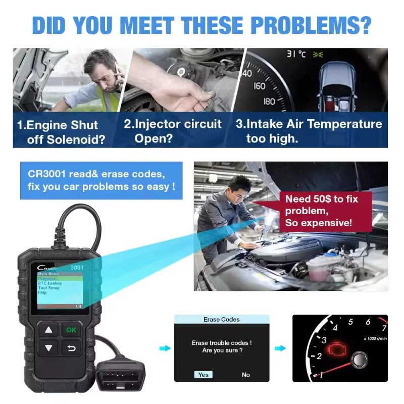 LAUNCH CR3001 OBD2 Car Code Creader Elite Engine Fault Mode
