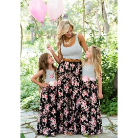 BOFETA Mommy Baby Dresses Tropical Bohomian Flower Dress Maxi Family Dress Stripe Flower S