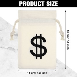 48 Pieces Money Bag Pouch with Drawstring Closure Canvas Cloth and Dollar Sign Symbol Novelty Toy Party Favors Props