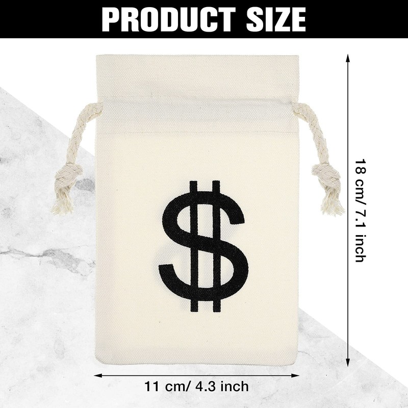 48 Pieces Money Bag Pouch with Drawstring Closure Canvas Cloth