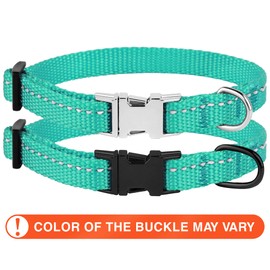 CollarDirect Reflective Dog Collar for a Small, Medium, Large Dog or Puppy with a Quick Release Buckle - Boy and Girl - Nylon Suitable for Swimming (7-11 Inch, Mint Green)