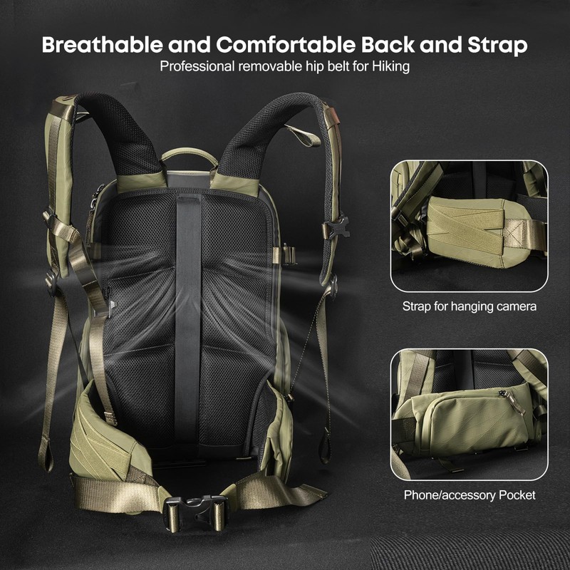 Besnfoto Camera Backpack Waterproof Bag Professional Travel Photography Bag Large