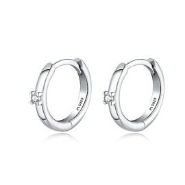 925 Silver Earrings for Women with Mini Brilliant and Centred Cubic Zirconia. Hoop Earrings made of 925 Silver for Women or 18K Gold, Ideal as a Mother's Day Gift, Girls Jewellery, Gold - silver, No