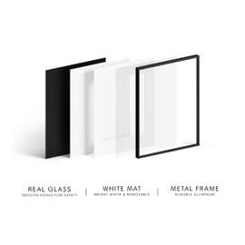 HAUS AND HUES 8x10 Picture Frame with Real Glass & Black Premium-Grade Metal Matted to 5x7 - Aluminum 8x10 Picture Frame - Includes Easel Back, Hanging Kit - Ideal for Home, Office (8x10 in, Black)