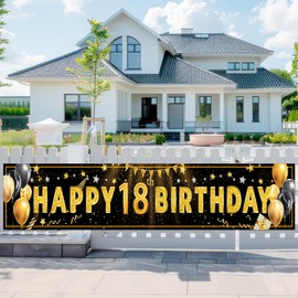 Happy 18th Birthday Yard Banner, 118x19.6IN 18th Birthday Fence Banner Large Happy 18th Birthday Banner 18th Birthday Yard Sign Banner for 18th Birthday Yard Decorations Happy 18th Birthday Decorations