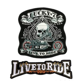 HELANDY Lucky 7 Skull Patch Large Motorcycle Backpack Patches Punk Rocker Rider Motorcycle Biker Back Patches Jacket Patches Applique Iron on /Sew on Embroidered Iron On Patch for Jackets…