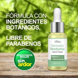 Sérum Retinol Botánico 2.5% + Niacinamida B3 – Anti-edad, Reduce Arrugas, Ilumina y Reafirma, Retinol natural